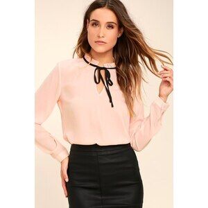 Lulus Tea Shop Blush Pink Long Sleeve Top - Size M